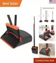 Broom and Dustpan Set for Home, Long Handle Lightweight Indoor Broom Set Heav...
