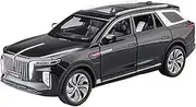 Finished Scale Model 1:24 for HONGQI E-HS9 SUV Diecast Alloy Car Model Miniature Simulation Vehicle Model Decorative Collection Presents Ornaments(Black)