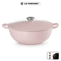 在飛比找momo購物網優惠-【Le Creuset】琺瑯鑄鐵鍋媽咪鍋28cm(雪紡粉-鋼