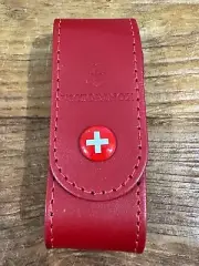Victorinox Red Leather Case for Swiss Army Knife 91mm 6-14 Piece, 4.0520.1 NEW
