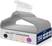 150 Pieces Velvet Hangers - Space Saving Heavy Duty Slim Suit Clothes Hanger Set with 360 Degree Swivel Metal Hook, Can Hold Up to 10 Lbs. for Coats, Jackets, Pants & Dress (Gray)