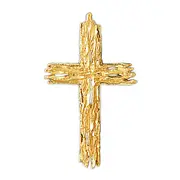 14K Gold Woodgrain Cross Pendant