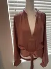 Anthropologie $128 Retail Size XL Batwing Tie Front Mauve Pink Blouse Top