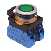 IDEC CW Series Green 24V LED Metallic Momentary Flush Push Button Switch 2NO