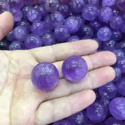 5Pcs 25-30mm Natural Brazilian Amethyst Quartz Healing Gem Crystal Sphere + Base