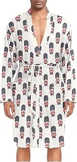 [ZZXXB] Queen's Guard British Army Soldiers Mens Sleepwear Robe Lightweight Nightgown Long Sleeves Spa Bathrobe with Pockets M-XL