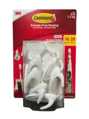 3M Command Indoor Terrace Hooks Holds Up to 3lbs. - 16 Hooks /20 Strips