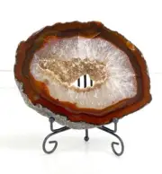 Thick Agate Geode Slab Slice Crystal Druzy Banded Carnelian 1.3 lb Brazilian 035