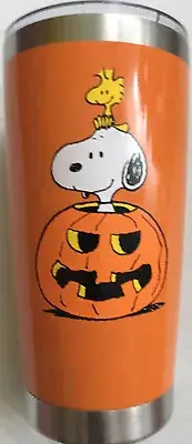 Peanuts~”Snoopy & Woodstock in Pumpkin”~ Stainless To Go Cup & Lid~NEW~FAST SH.