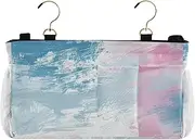 Amooorous Bedside Caddy Organizer Desk Hanging Organizer Bag for Bedroom, Bedroom, Loft, Hospital Bed Abstract Blue Peach Gouache