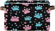 Dog Paw Prints Closet Organizer Baskets, Decorative Organizing Bin with Handle for Home, Set of 2