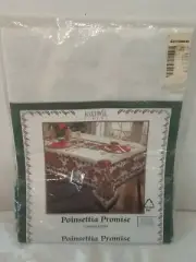 Poinsettia Promise Tablecloth Bardwil Linens Holiday-60 × 84 Oval RARE!