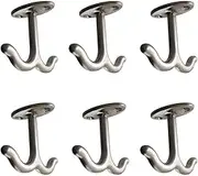 Zinc Alloy Double Prong Ceiling Hook,6pcs Zinc Alloy Coat Hook for Closet Top Bathroom Kitchen Cabinet Garage