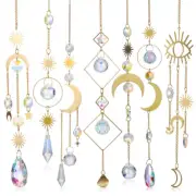 7 Pcs Solar Fairy Lights Outdoor Sun Catcher Crystal and Shadow Wind Chime 7pcs