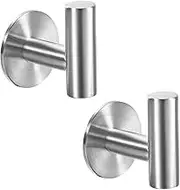 Adhesive Towel Hooks 2 Pack Gold Heavy Duty Stainless Steel Wall Mounted Coat Hook for Towels, Robe, Hat, Sponges, Keys - Kitchen Bedroom Bathroom Door