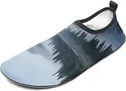 [BTCOWZRV] Water Shoes for Women Men Foggy Lake by Mount Rainier Water Sports Shoes Slip-on Breathable Lightweight Athletic Aqua Sock