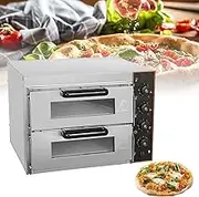 Commercial Pizza Oven, Double Layer Pizza Oven, 3000W Electric Oven Multi-Function Toaster, Temperature Range 50~350°C, 3 Temperature Controls, Stainless Steel Restaurant Home Pizza Pretzel