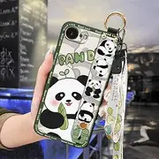 Phone Case Compatible with iphone16e/ip16e, Cartoon Dirt-Resistant Silicone Durable Shockproof Kickstand Cute Lanyard Waterproof Back Cover