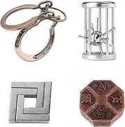 4Pcs/Set Brain Teaser Metal Puzzle Sets, 3D Unlock Interlocking Puzzle, Metal Knot Puzzle Mind Games, Puzzle Switch Games, Adults Educational Toy Gift, Stop Addicted to Mobilephone