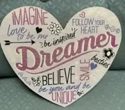 JUSTICE DREAMER/BELIEVE/BE INSPIRED WALL ART POSITIVE MESSAGE HEART SHIMMER!!!