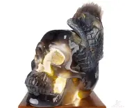 8.5" Agate Geode Carved Crystal Skull & Wing, Crystal Healing
