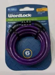 New, Wordlock Combination Flexible Steel Cable Lock 4ft Bicycle Security PURPLE