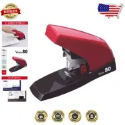 Max Bimo 80 Red Desktop Stapler - Lightweight, Eco-Friendly, Flat Clinch Design