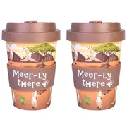 2PK Meerkat Eco-To-Go Bamboo 470ml Reusable Travel Coffee Cup 6.5x14.5cm Meerkat