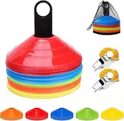 Cones,50 Soccer Cones,Cones Sports with 2 Whistle and Carry Bag,Agility Training Equipment for Training, Soccer Training, Basketball, Kids, Sports, Field Cone Markers and Other Sports and Games