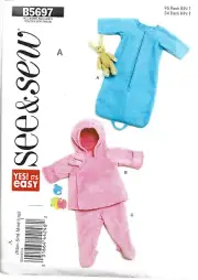 See & Sew Butterick Pattern #B5697-Infants Lined Bunting-Jacket-Pants Nbn-Lrg