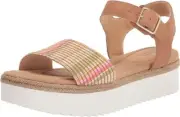 CLARKS Lana Shore Leather Open Toe Wedge Sandals in Light Tan Combination