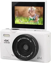 Yechiry 4K Digital Camera, 64MP UHD 18X Zoom Autofocus Multifunctional Handheld Retro Digital Camera with 3 Inch Flip Screen, Photography Accessories for Travel Photography (White)