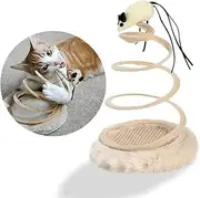 Andiker Interactive Cat Toy, Cat Plush Toy with Spiral Spring Plate and Funny Ball or Mouse Interactive Stainless Steel Spring Rotating Cat Creative Toy to Kill time and Keep Fit (Mouse)