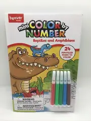 Beaver Reptiles Mini Color by Number Book Set & 5 Markers New Kid Art 24 Pages