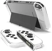 GuiGui DaMoWang for NS Switch OLED Clear Case, PC Body Hard Case + TPU Handle Soft Case, Comfortable Grip Case with Shock-Absorbing and Anti-Scratch Design
