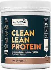 Nuzest - Pea Protein Powder - Clean Lean Protein - Rich Chocolate - Vegan Protein Shake - Plant-Based Low Calorie & Low Carb - Gluten Free - Dairy Free - 500g (20 Servings)