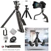 Flexible Tripod 12 inch Quick Release Plate GoPro iPhone Camera W/ Remote holder