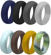 [BUGUUYO] 8pcs Silicone Ring Ladies Rings Sports Rings Silicone Flexible Finger Rings Wedding Band for Women Men Rings Mens Ring Wedding Bands Jewelry Man European and American