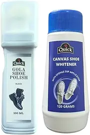 [Color Zebra] Quick Canvas Shoe Whitener (120 ML) and Gola School Shoe Balck (100 ML). for Leather, PU, Synthetic Leather | Perect Combination for School Shoe Care