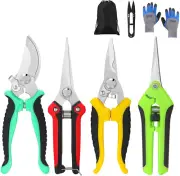 5 Pack Garden Pruning Shears Stainless Steel Blades, Handheld Scissors Set with