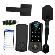 Fingerprint Smart Door Lock for Front Door with Handle Set, App Control, Black