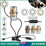 LED Selfie Ring Light with Cell Phone Holder Adjustable Stand Live Stream Lamp