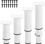 TCHOSUZ 10-17 Inch / 25-42cm Adjustable Metal Furniture Legs, Set of 4 Heavy Duty Bed Frame Center Slat Support Legs DIY Replacement Feet for DIY Cabinet Couch TVstand Chair Desk White