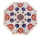 18" Marble corner Side Table Top PietraDura Semi Precious Stones Inlay Work