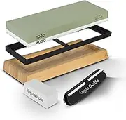 Whetstone Grit Knife Sharpening Stone - Dual Grit Professional Knife Sharpening Kit with Angle Guide (1000/6000)