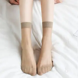 【89 zone】法式素色質感水晶絲超薄玻璃絲 薄款 女襪 絲襪 隱形襪 低筒襪 短襪 5 雙(灰/膚/黑/咖啡)