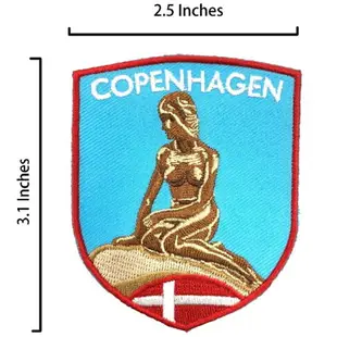 丹麥 美人魚 北歐風 徽章 布藝 地標刺繡 布裝飾布貼 INS打卡地標 刺繡燙布貼