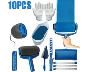 10Pcs Handle Paint Roller Pro Paint Brush Flocked Edger Wall Painting Tool Set