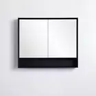 Moderno | 900mm Matte Black Mirror Shaving Cabinet With Shelf