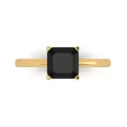 1.5Ct Asscher Cut Natural Onyx Solid 14K/18K Gold Solitaire Engagement Ring